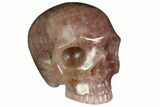 Realistic, Carved Strawberry Quartz Crystal Skull #150987-1